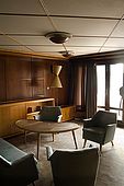 The lounge of a private appartment on Galeb, Tito's old luxury yacht, Rijeka, Croatia. Guests on the boat have included Fidel Castro, Nehru, Elisabeth Taylor and Winston Churchill.