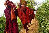 Arakan, Vesali, monks going to Hsu Taung temple