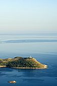 Croatia Lastovo Island View toward Skrivena luka bay) from the Plesevo brdo (hill).