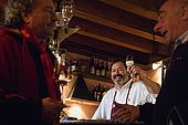 Lele, the jovial host of Bar Breda, raises his own glass behind the bar. Bassano del Grappa, Veneto, Italy. tel: 0424 522123