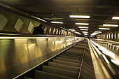 Sweden, Stockholm, Tunnelbana or T-bana (subway), escalator, 'down'