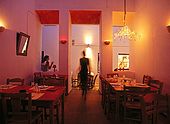Plaka town, Alisaxni Restaurant, Milos Island, Greece