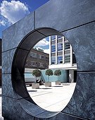 Uk; Ec1 Clerkenwell; London; City Road; Olivers Yard; Exterior View Through Copper Circle With Distant Figure; Architect: Orms