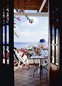 Italy, Sicily, Stromboli island. The terrace of  La Sirenetta Hotel