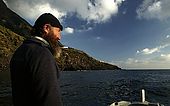 Italy, Sicily, Stromboli island. Fisherman in Ginostra village.
