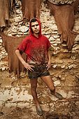 Portrait of tannery worker, the tanneries, Fes, Morocco