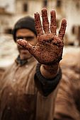 Workers hand, the tanneries, Fes, Morocco