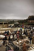 Traders at the sskin market, overlooking the city of Fes, Morocco