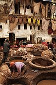 Workers at the tanneries, Fes, Morocco