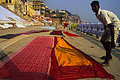 Drying saris at Varanasi's dhobi ghat (laundry ghat).