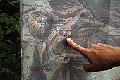 Mappa dei sentieri intorno a La Soufriere, Parc National de la Guadeloupe, Guadeloupe (Basse Terre), French West Indies