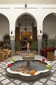 Roses, interior of Riad El Yacout, traditional Moroccan riad, Fes, Morroco. Property released.