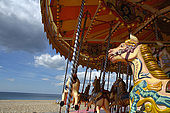 A traditional merry-gp-round on Brighton beach
