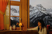 Chalet Hermitage Hotel, with spectacular view of Gruppo di Brenta, Madonna di Campiglio, Trentino, Italy. Tel 0465 441558