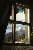 View from a bedroom window, Maso Doss, Pinzolo, Trentino, Italy. Tel 0465 502758