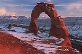 Delicate Arch At Sunset In Winter In Arches National Park; Utah, Usa